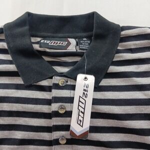 212 NYC Mens Striped Polo Shirt Grey Black Cotton Short Sleeve XL K903(D) NEW